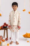 Shop_MR Brat_Off White Muslin, Cotton Anar Jaal Printed Bundi Set _Online_at_Aza_Fashions