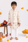 Buy_MR Brat_Off White Muslin, Cotton Anar Jaal Printed Bundi Set _at_Aza_Fashions