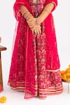 Buy_MR Brat_Maroon Muslin, Net Gota Patti, Piping, Lace Red Anar Jaal Printed Lehenga Set 