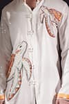 Jubinav Chadha_White Georgette Embroidery, Sequins, Patchwork Turtle Short Kurta _at_Aza_Fashions