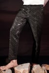 Jubinav Chadha_Black Cotton Embroidery, Sequins Chikankari And Zigzag Pant _Online_at_Aza_Fashions