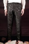 Buy_Jubinav Chadha_Black Cotton Embroidery, Sequins Chikankari And Zigzag Pant _Online_at_Aza_Fashions