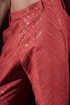 Shop_Jubinav Chadha_Orange Cotton Embroidery, Sequins Chikankari Zigzag Pant _Online_at_Aza_Fashions