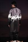 Shop_Jubinav Chadha_Black Georgette, Velvet, Cotton, Silk Running Horses Quilted Pathani Kurta Set _at_Aza_Fashions
