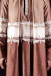 Buy_Jubinav Chadha_Brown Silk, Silk, Colorblocked Kurta Set With Stole 