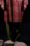 Jubinav Chadha_Red Georgette Sequins, Patchwork And Kurta & Pant Set _at_Aza_Fashions