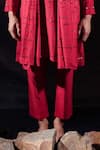 Jubinav Chadha_Red Silk Embroidery, Sequins, Crystals Linear Pattern Kurta Set _Online_at_Aza_Fashions