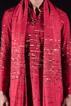 Buy_Jubinav Chadha_Red Silk Embroidery, Sequins, Crystals Linear Pattern Kurta Set 