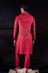 Shop_Jubinav Chadha_Red Silk Sequins, Crystals Linear And Embroidered Kurta Set _at_Aza_Fashions