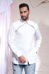 Buy Echke White Cotton, Canvas Zara Zip Loki Shirt at Aza Fashions Buy_Echke_White Cotton, Canvas Zara Zip Loki Shirt _at_Aza_Fashions