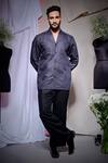 Buy_Echke_Charcoal Linen Grey Uneven Cone Shirt _at_Aza_Fashions