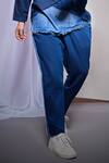 Echke_Blue Cotton Fringe, Patchwork Shirt With Pant _Online_at_Aza_Fashions