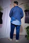 Shop_Echke_Blue Cotton Fringe, Patchwork Shirt With Pant _at_Aza_Fashions
