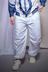 Echke_White Viscose, Rayon Embroidery Pearl Lyca Jacket With Jogger Pant _Online_at_Aza_Fashions