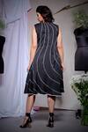 Shop_Echke_Black Viscose, Rayon Piping Round Neck Pipe Embellished Dress _at_Aza_Fashions
