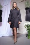 Buy_Echke_Black Lycra Collared Shirt Dress _at_Aza_Fashions