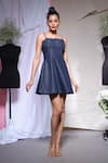 Buy_Echke_Blue Denim Applique Square Neck Dress _at_Aza_Fashions