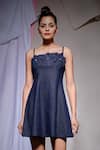 Buy_Echke_Blue Denim Applique Square Neck Dress _Online_at_Aza_Fashions