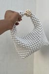 Rubilon_White Pearls Hogo Hobo Handwoven Clutch _Online_at_Aza_Fashions