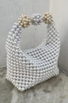 Rubilon_White Pearls Hogo Hobo Handwoven Clutch _at_Aza_Fashions