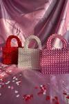 Shop_Rubilon_Pink Beads, Crystals Lexi Handwoven Acrylic And Clutch _at_Aza_Fashions