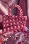 Rubilon_Pink Beads, Crystals Lexi Handwoven Acrylic And Clutch _Online_at_Aza_Fashions