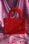 Rubilon_Red Beads, Crystals Lexi Beaded Handwoven Acrylic Clutch _Online_at_Aza_Fashions