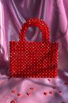 Buy_Rubilon_Red Beads, Crystals Lexi Beaded Handwoven Acrylic Clutch _Online_at_Aza_Fashions