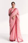 Buy_Studio Bagechaa_Pink Organza, Silk Embroidery, Sequins, Gota Mahek Light Saree With Blouse _at_Aza_Fashions