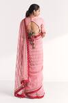Shop_Studio Bagechaa_Pink Organza, Silk Embroidery, Sequins, Gota Mahek Light Saree With Blouse _at_Aza_Fashions