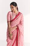 Studio Bagechaa_Pink Organza, Silk Embroidery, Sequins, Gota Mahek Light Saree With Blouse _Online_at_Aza_Fashions