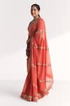 Studio Bagechaa_Orange Silk, Organza Mirrors, Embroidery, Rimjhim Tangerine Saree With Blouse _Online_at_Aza_Fashions