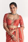 Buy_Studio Bagechaa_Orange Silk, Organza Mirrors, Embroidery, Rimjhim Tangerine Saree With Blouse _Online_at_Aza_Fashions