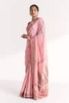 Buy_Studio Bagechaa_Pink Crepe, Shantoon Embroidery, Mirrors, Beads, Navya Light Saree With Blouse _Online_at_Aza_Fashions