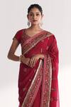 Shop_Studio Bagechaa_Magenta Organza, Silk Embroidery, Gota Patti, Gauri Pink Saree With Blouse _Online_at_Aza_Fashions