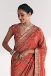 Buy_Studio Bagechaa_Orange Crepe, Silk Embroidery, Sequins, Zari, Khwab Tangerine Saree With Blouse _Online_at_Aza_Fashions