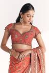 Buy_Studio Bagechaa_Orange Crepe, Silk Embroidery, Zari, Beads Jannat Tangerine Saree With Blouse _Online_at_Aza_Fashions
