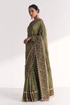 Studio Bagechaa_Green Crepe, Silk Embroidery, Sequins, Zari, Arzoo Saree Set With Koti Jacket _Online_at_Aza_Fashions
