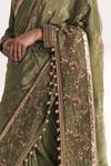 Studio Bagechaa_Green Crepe, Silk Embroidery, Sequins, Zari, Arzoo Saree Set With Koti Jacket _at_Aza_Fashions