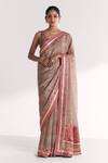 Buy_Studio Bagechaa_Pink Tissue, Silk Embroidery, Gota Patti, Sequins, Phoolbagh Saree With Blouse _at_Aza_Fashions