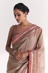 Shop_Studio Bagechaa_Pink Tissue, Silk Embroidery, Gota Patti, Sequins, Phoolbagh Saree With Blouse _Online_at_Aza_Fashions