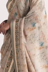 Buy_Studio Bagechaa_Beige Tissue, Silk Embroidery, Sequins, Zari, Gitanjali Blue Saree With Blouse _Online_at_Aza_Fashions