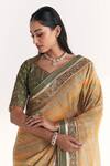 Buy_Studio Bagechaa_Multi Color Tissue, Doriya, Silk Embroidery, Morni Green Saree With Blouse _Online_at_Aza_Fashions