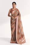 Buy_Studio Bagechaa_Orange Tissue, Silk Zari, Embroidery, Tassels, Phulwari Saree With Blouse _at_Aza_Fashions