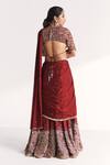 Shop_Studio Bagechaa_Maroon Crepe, Chiffon Embroidery, Naveli Pre-stitched Saree With Blouse _at_Aza_Fashions