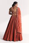 Shop_Studio Bagechaa_Orange Viscose, Silk, Tissue, Organza Embroidery, Beads, Padma Rust Lehenga Set _at_Aza_Fashions