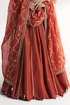 Studio Bagechaa_Orange Viscose, Silk, Tissue, Organza Embroidery, Beads, Padma Rust Lehenga Set _at_Aza_Fashions