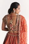 Shop_Studio Bagechaa_Orange Viscose, Silk, Tissue, Organza Embroidery, Beads, Padma Rust Lehenga Set 