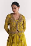 Studio Bagechaa_Lime Silk, Organza Embroidery, Sequins, Tassels Kairi Green Jacket Lehenga Set _at_Aza_Fashions