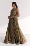 Studio Bagechaa_Green Organza, Silk Embroidery, Sequins, Beads, Chandni Kurta Lehenga Set _Online_at_Aza_Fashions